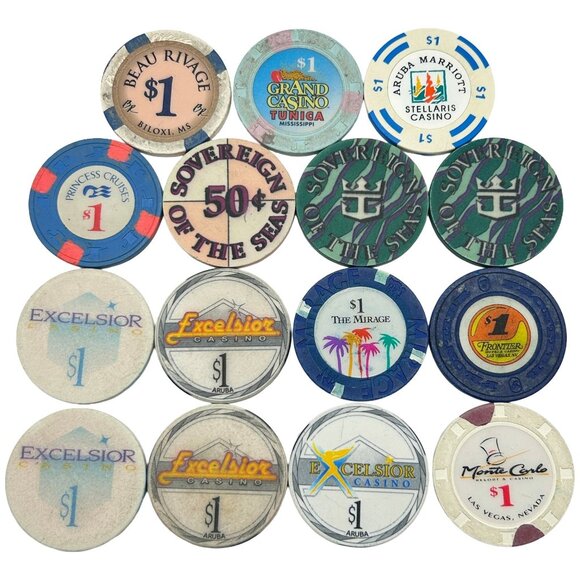 LOT of 15 Assorted $1 Casino Chips from Las Vegas, Mississippi and Cruises - Picture 2 of 2